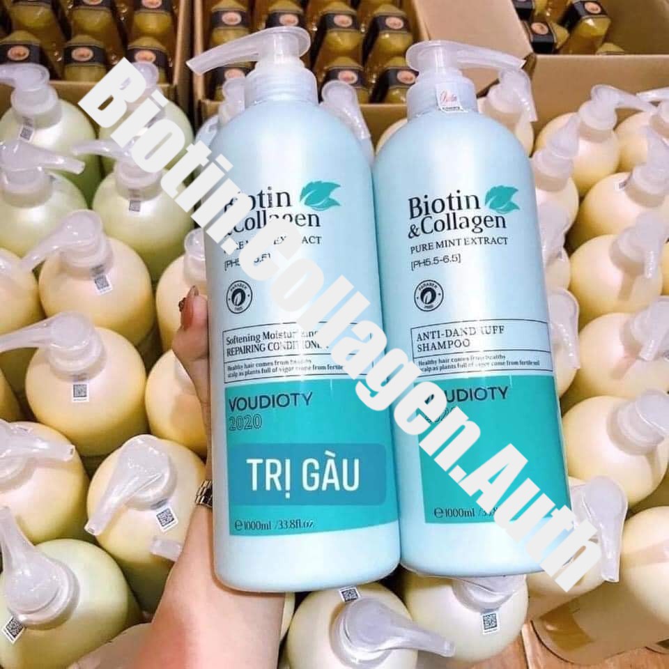 🛑FreeShip🛑Cặp Dầu Gội Xả Biotin Collagen Xanh Dương | Giảm Gàu Hiệu Quả ⚜️Hàng Chính Hãng⚜️ Ⓒ 79