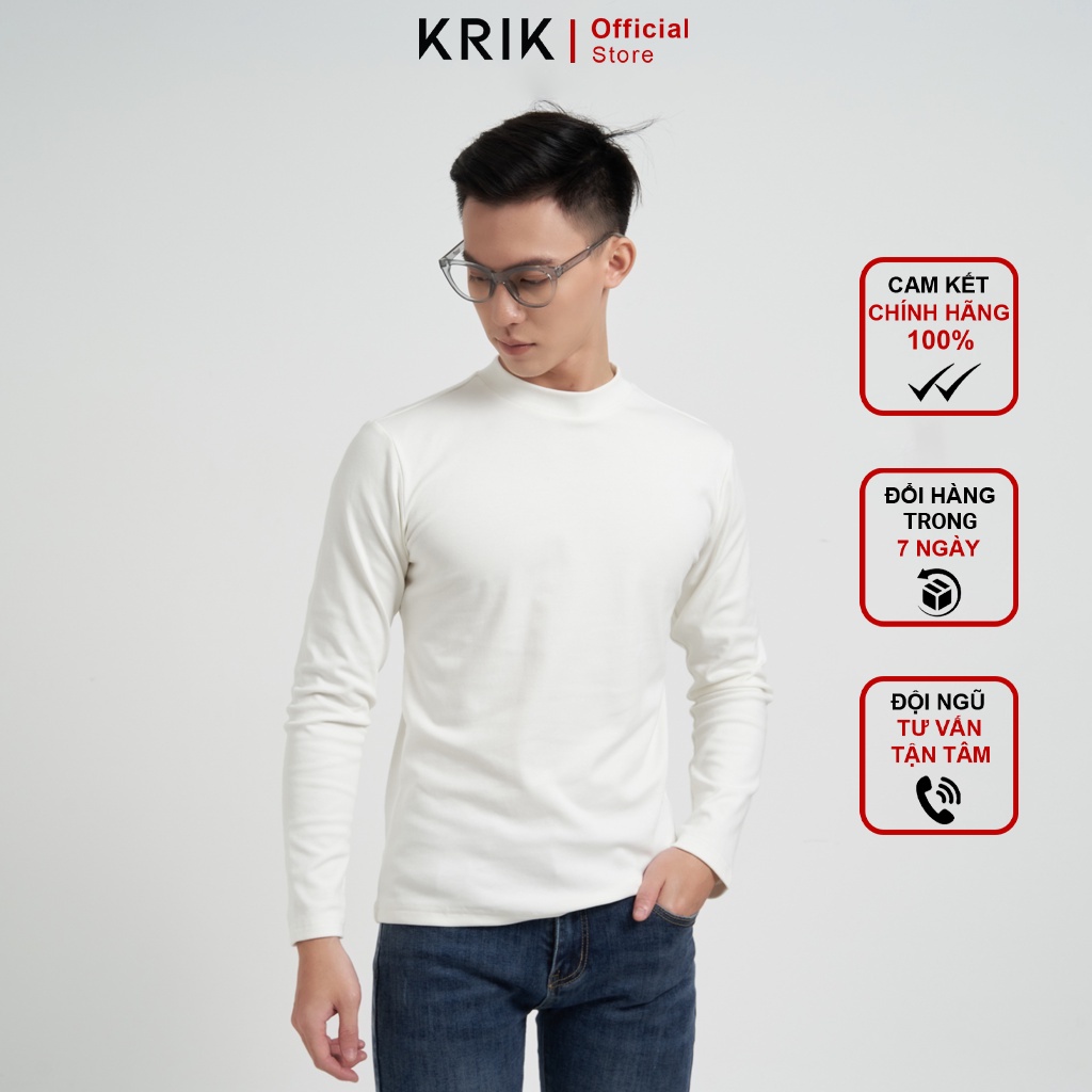 Áo Thun Nam Dài Tay Krik Chất Liệu Nỉ Cao Cấp Thiết Kế Cổ 3 Phân Giữ Ấm Tốt Form Slimfit Ôm Body AN8051