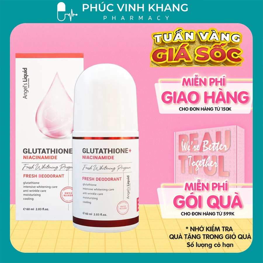 (Chính hãng) Lăn nách Angel Liquid 60ml mờ thâm dưỡng trắng da, lăn khử mùi hôi nách và ngăn tiết mồ hôi loại mạnh