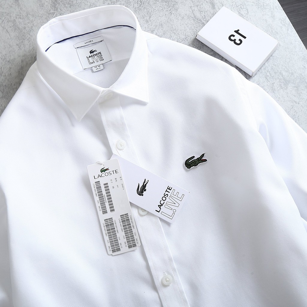 Áo sơ mi nam LACOSTE TRẮNG sang trọng - hàng vnxk xịn vải lụa siêu mát form slim fit tôn dáng