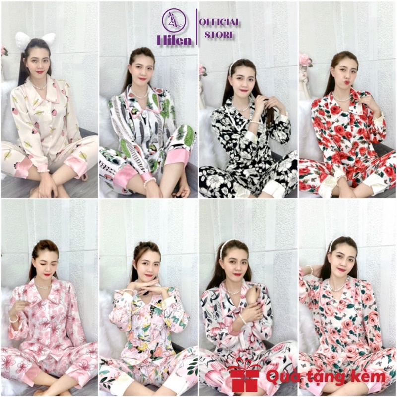 Đồ Bộ Mặc Nhà Lụa Mịn Cao Cấp Tay Dài Quần Dài - Hilen