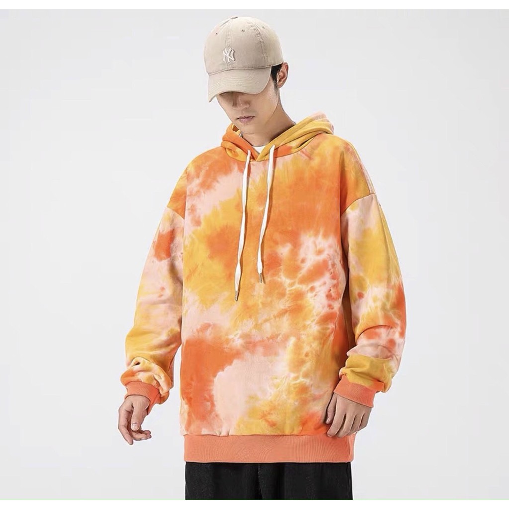 Áo Hoodie Nữ Không Mũ Form Rộng Dài Loang Màu 3D Cực Đẹp Ba Màu Xanh Hồng Cam | BigBuy360 - bigbuy360.vn