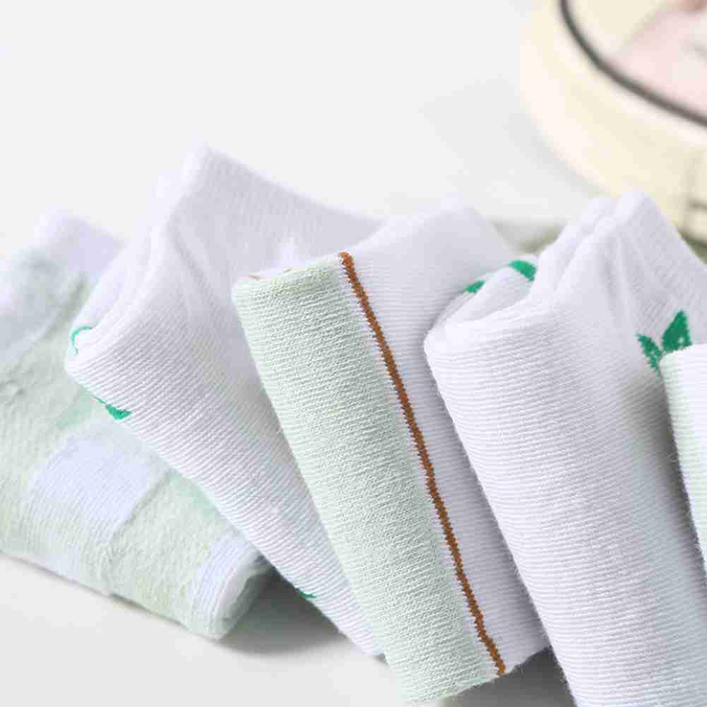 Tất thuyền mỏng cổ thấp in họa tiết lá hoạt hình màu xanh lá phong cách Nhật Bản cho nữ K4Q9 Y5C4 U4H0
