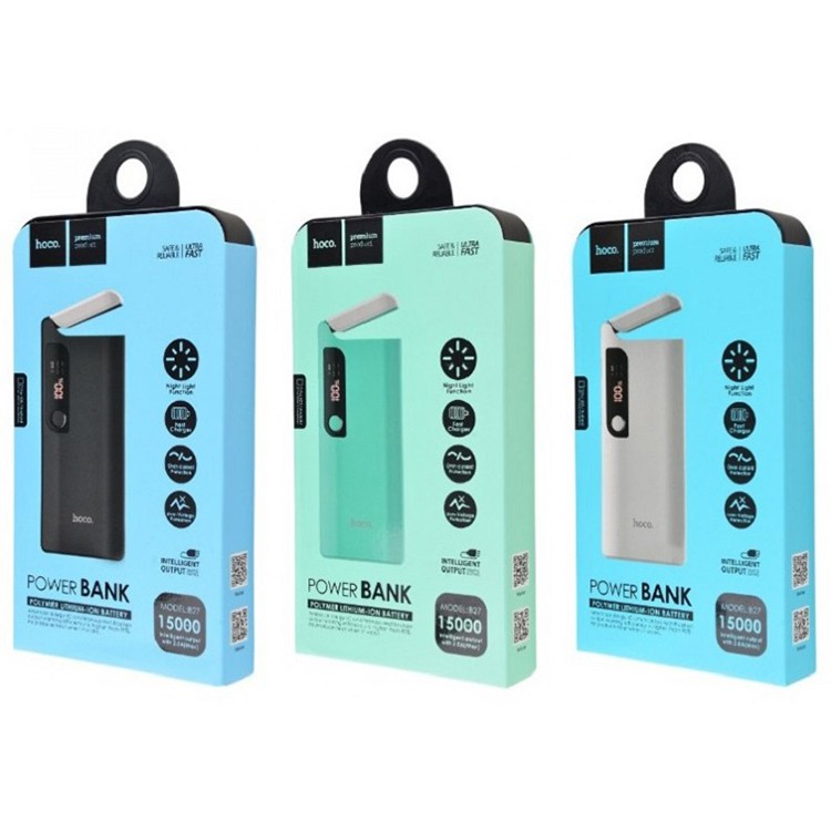 Sạc dự phòng Hoco B27 15.000mAh tích hợp đèn chiếu sáng, thiết kế sang trọng CHÍNH HÃNG