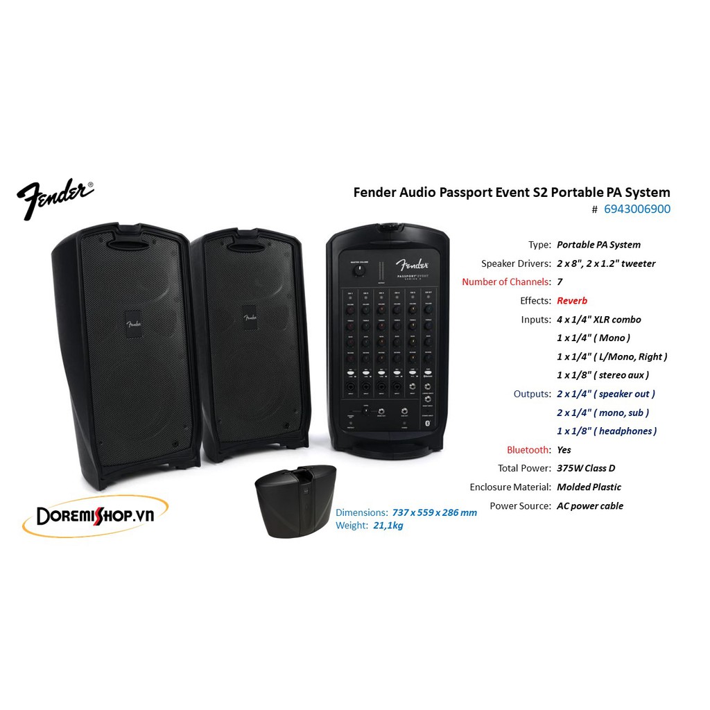 Bộ âm thanh di động Fender Passport Event S2