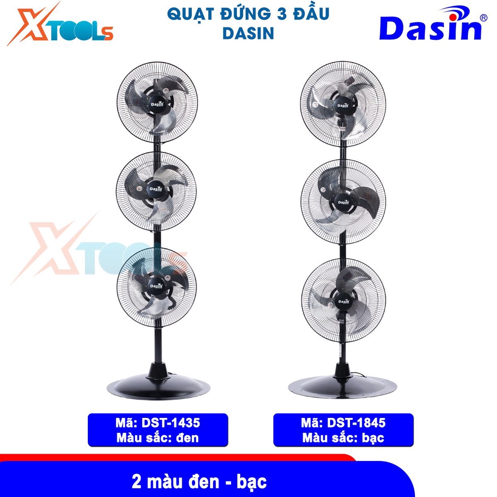 Quạt đứng 3 đầu Dasin Công suất: 41W-76W, hai màu: đen, bạc, Chất liệu: Nhôm, Quạt đứng công nghiệp [CHÍNH HÃNG][XTOOLS]