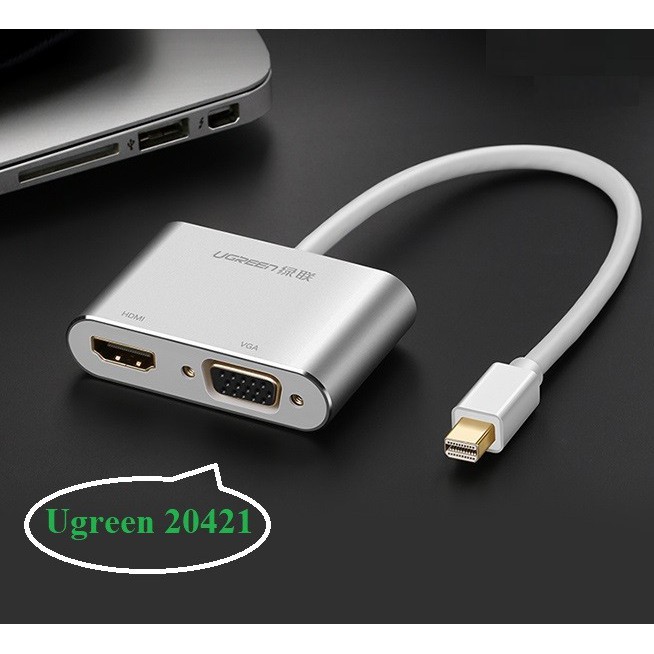Cáp Chuyển Mini Displayport Sang HDMI + VGA UGREEN 20421 - Thunderbolt To HDMI Và VGA - UGREEN 20421 - Hàng Chính Hãng