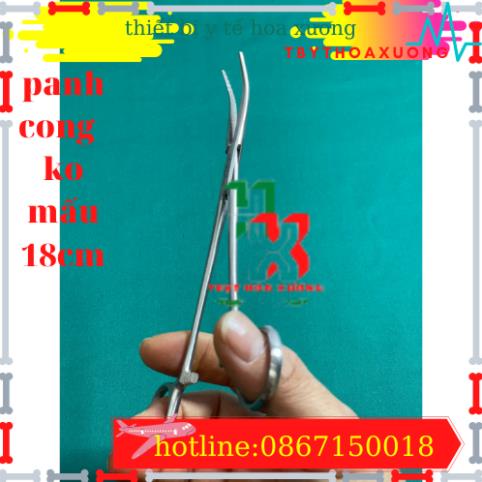 Panh Y Tế, Panh Gắp Phẫu Thuật, Pen Kẹp Y Tế, Panh Cong Không Mấu 18cm - Hàng Pakistan