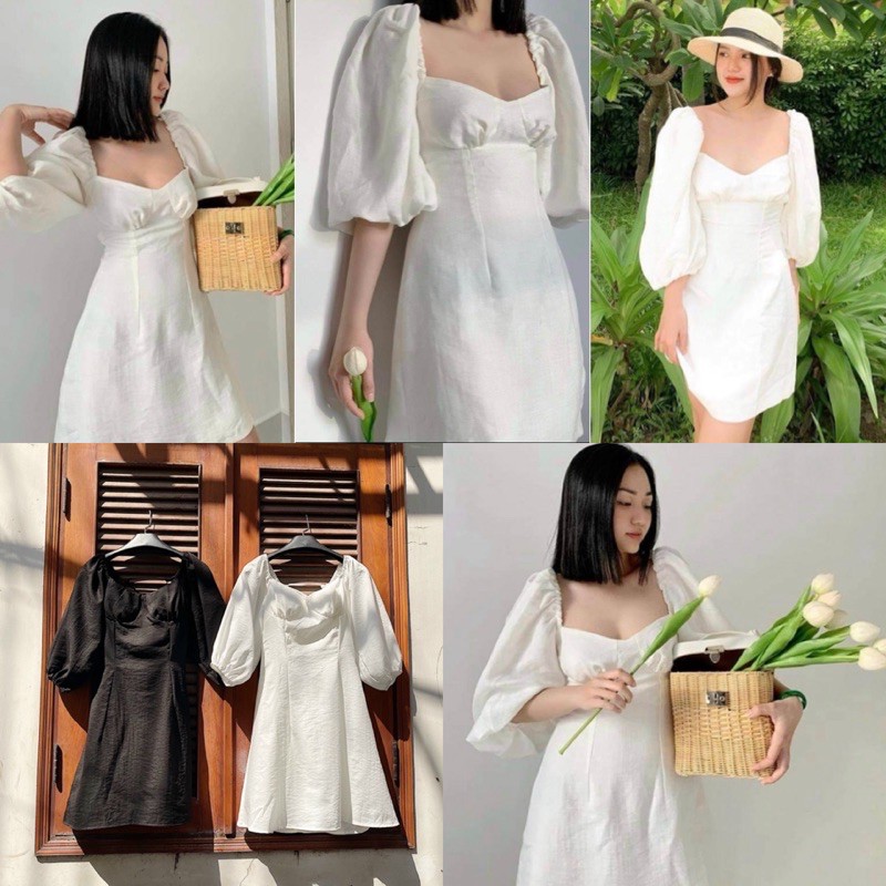 Đầm Xinh LYLY MINI DRESS Thiết kế hở lưng đan dây thanh lịch chất linen thun dày dặn có sẵn mút ngực