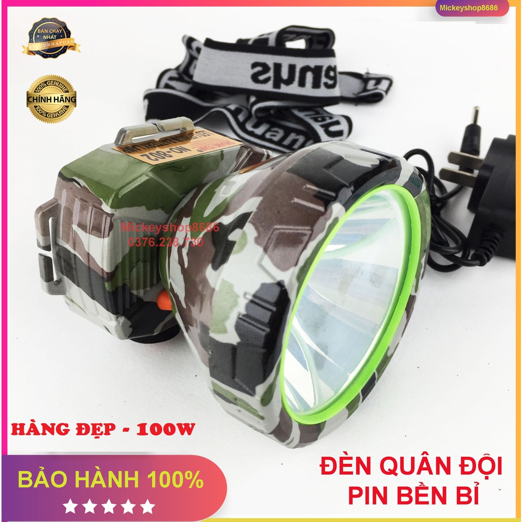 Đèn pin đội đầu 802 LED 100w siêu sáng chống nước ánh sáng Vàng hoặc Trắng đèn thợ mỏ đi rừng đi câu đi biển đi soi ếch