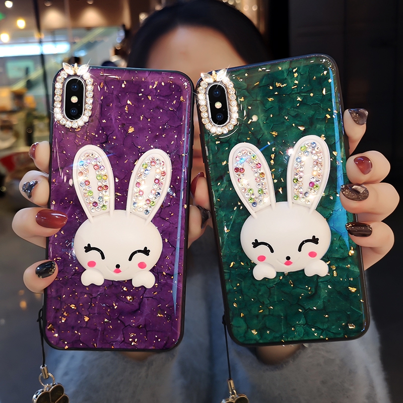 Cute Rabbit Gold Foil Phone Case for OPPO F9 F11 / Pro A3S A7 A5S A37 Neo9 F7 F5 A33 Neo 7 A57 A39 F1s A83