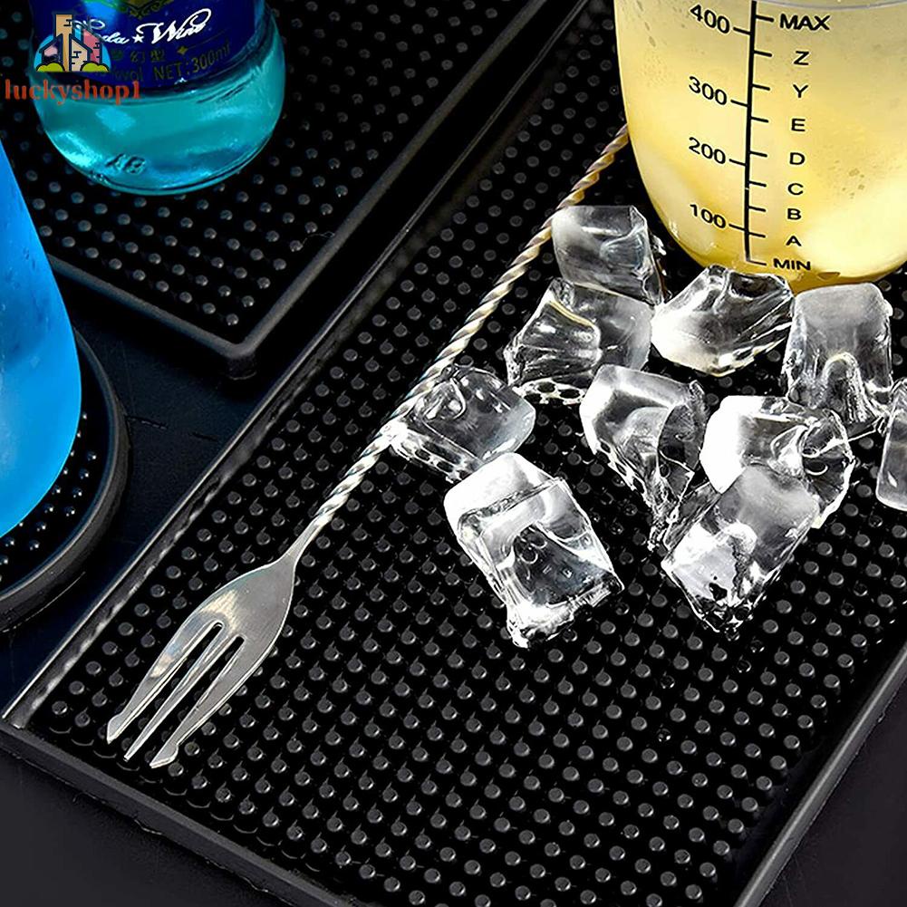 1 Miếng Lót Ly Bằng Cao Su PVC Dày Chống Trượt Màu Đen Hình Chữ Nhật