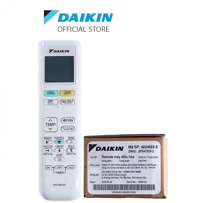 Remote ARC480A47 cho máy điều hòa Daikin FTKC25/35UAVMV ATKC25/35UAVMV