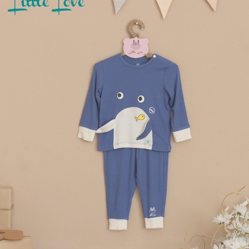 Bộ dài tay Little Love vải tăm, smoothy, LIL