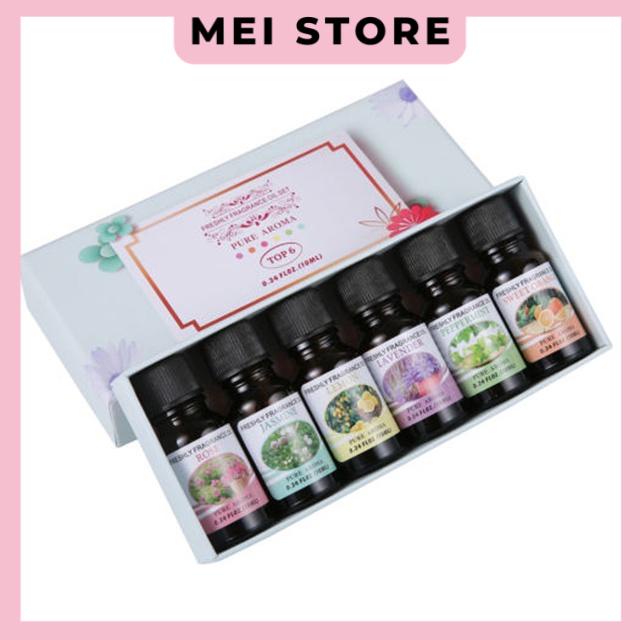 Hộp 6 Chai Tinh Dầu Thơm PURE AROMA Dịu Nhẹ Thiên Nhiên Nguyên Chất