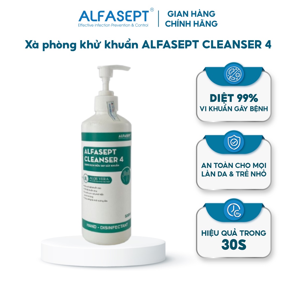 Xà Phòng Rửa Tay ALFASEPT Cleanser 4 Giúp Khử Khuẩn Nhanh Chóng Và Tăng Cường Khả Năng Giữ Ẩm Cho Da Lọ 500ml