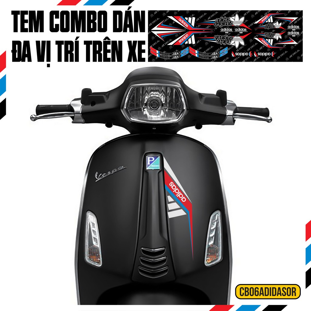 Tem Chế Xe Máy Adidas OR Dán Đa Vị Trí | 2CB06ADIDASOR | Decal Rời Dán Nhiều Vị Trí Trên Xe