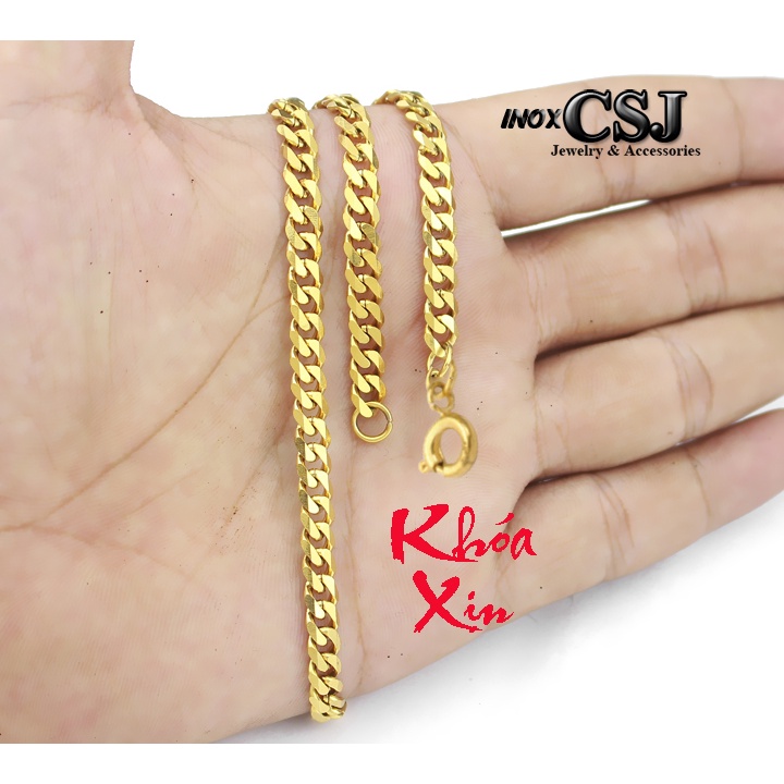 Dây chuyền nam kiểu lặc vát cạnh 5mm khóa xịn siêu đẹp, bền màu - Đem lại đẳng cấp phong độ cho người đeo