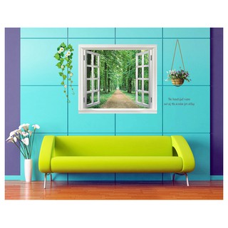 Decal trang trí cửa sổ lẳng hoa và con đường ( Kèm Video thật )