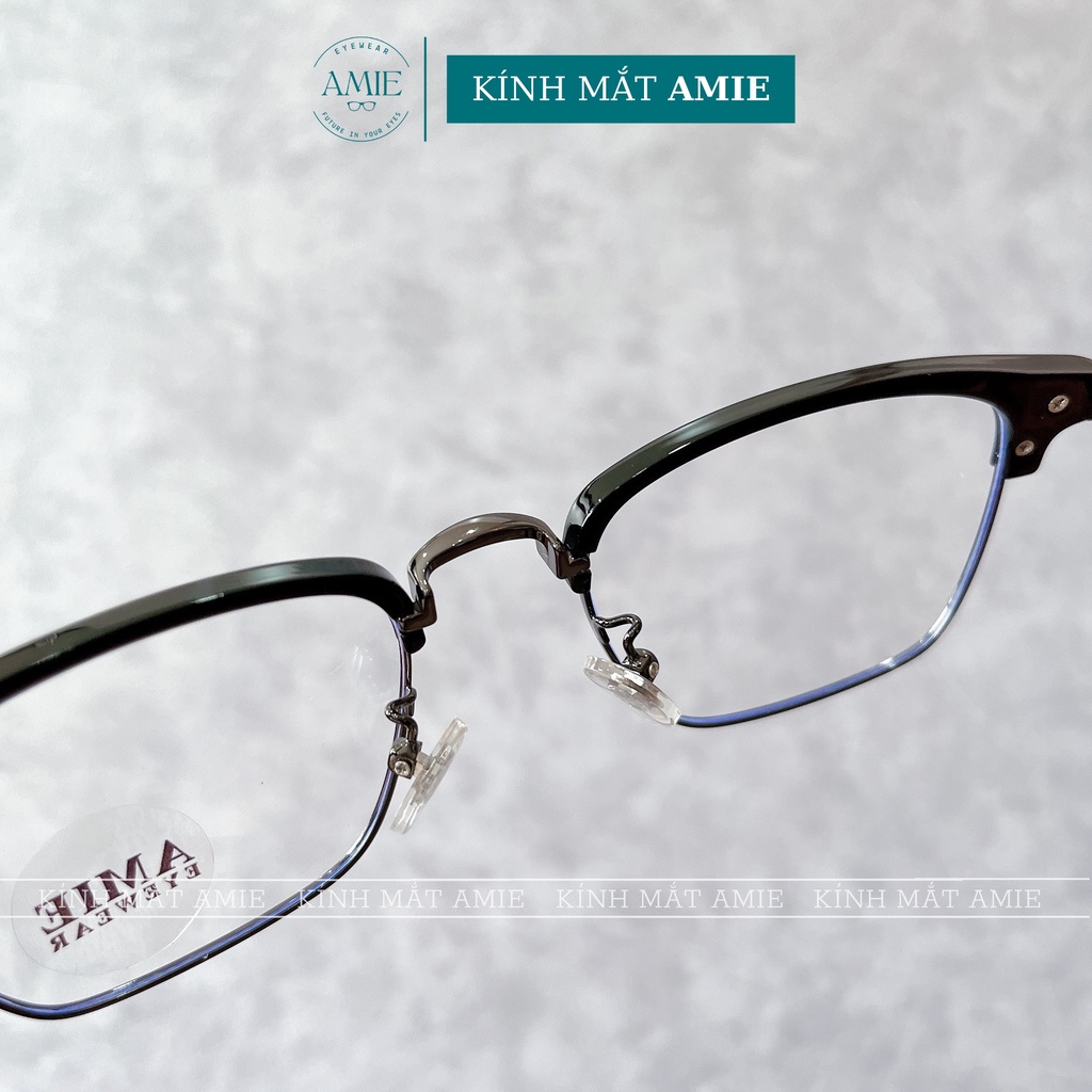 Gọng kính cận nam nữ AMIE Eyewear mắt vuông gọng kim loại chắc chắn thời trang 8007