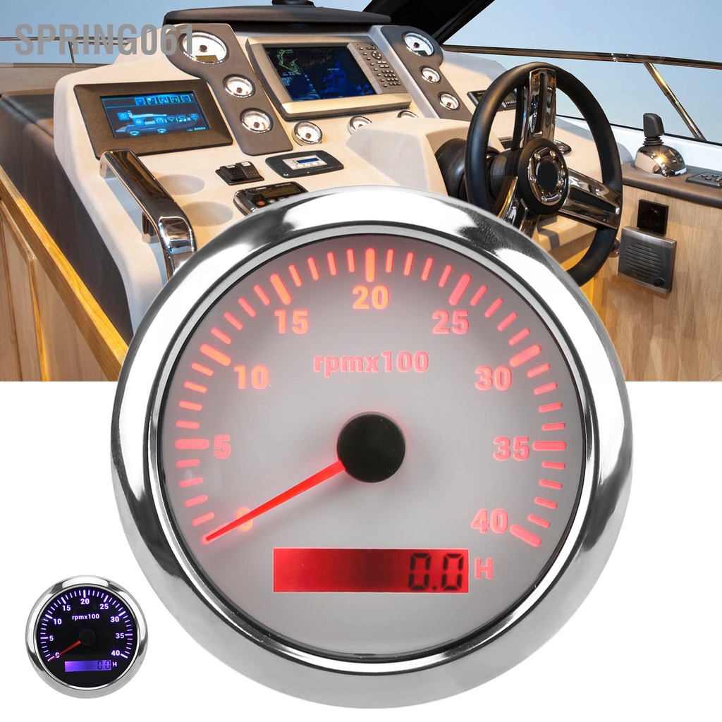[Hàng Sẵn] Máy đo tốc độ 85mm 4000RPM IP67 chống thấm nước với đèn 7 màu cho Du thuyền RV Car Boat 【Spring061】