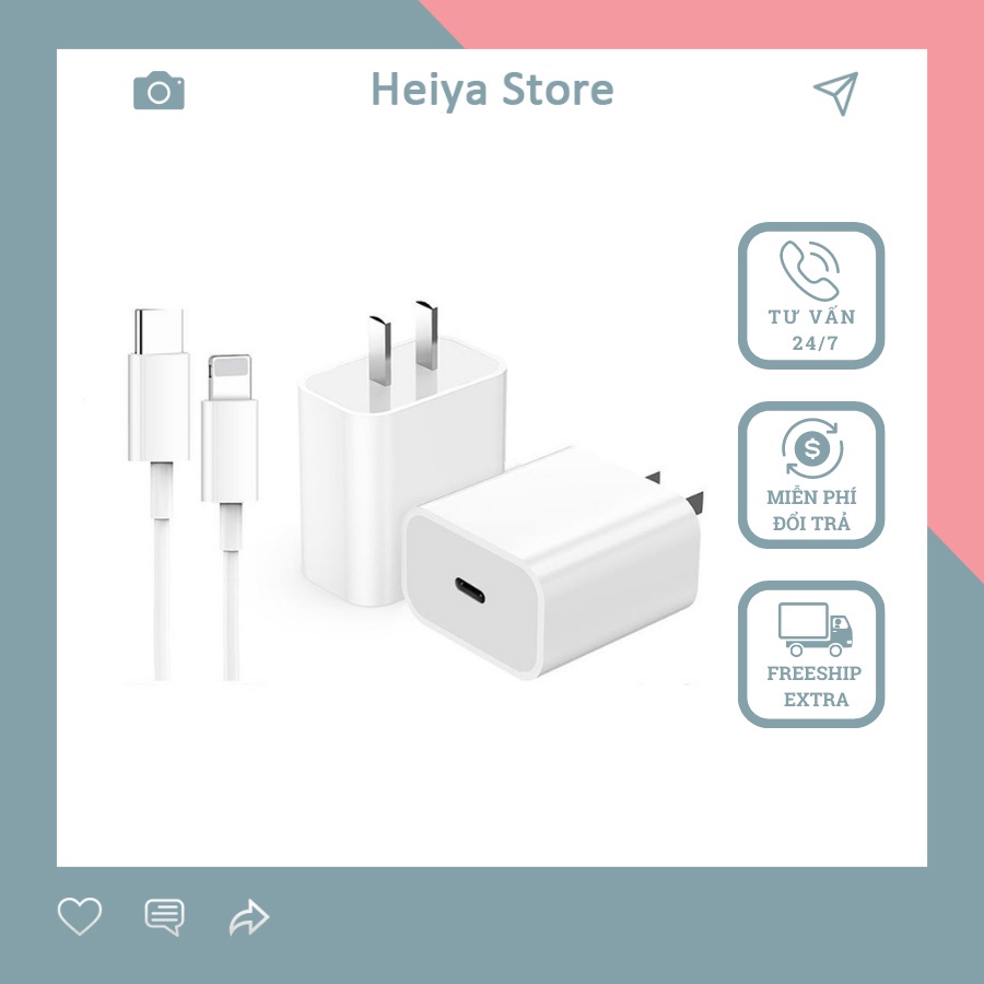 Dây cáp củ sạc nhanh iphone 12 7 8 xs 11 pro max type c sang lightning chính hãng 20w, Sạc ip, cap sạc iphone heiy Lv02