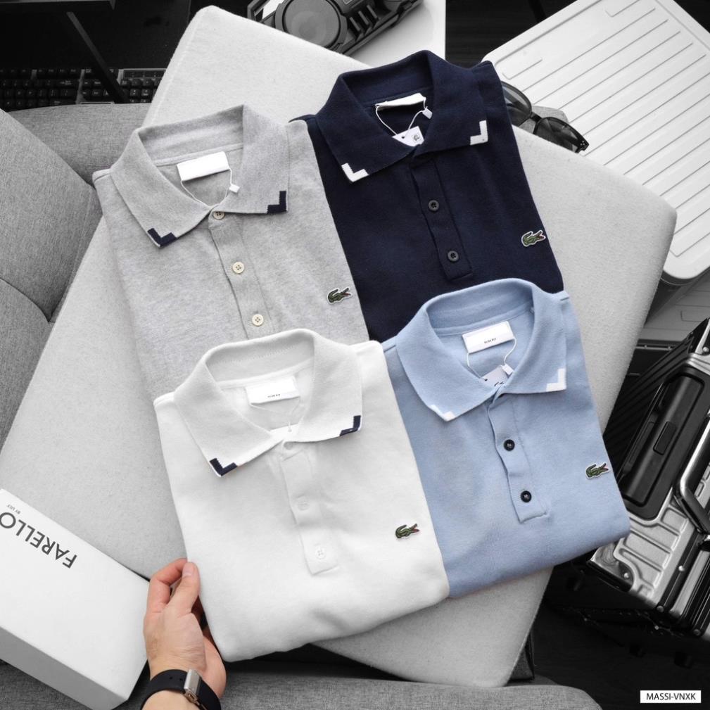 Áo Thun Nam Polo LACOSTE LEN GÂN Trơn 4 Màu Sang Trọng Form SlimFit Cao Cấp Hàng Xuất Xịn *