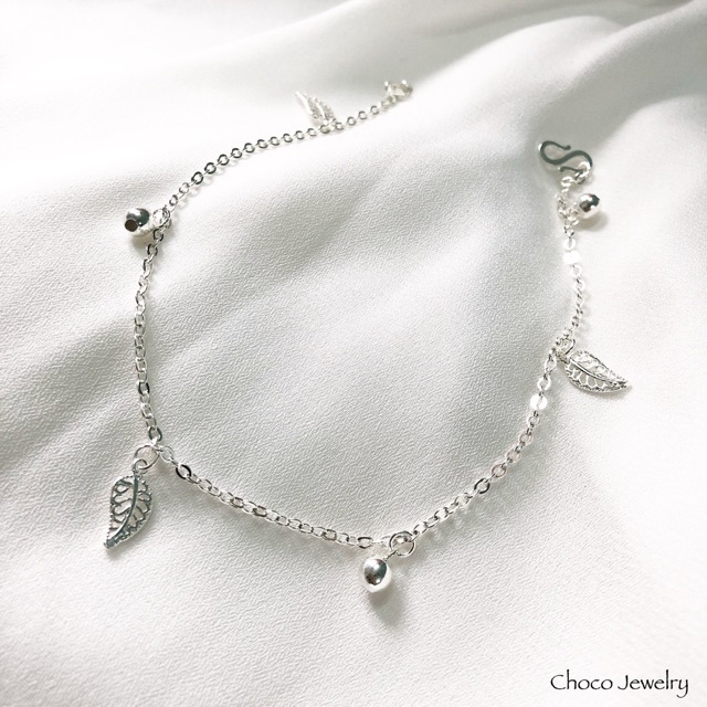 Lắc chân bạc nữ chiếc lá Choco Jewelry