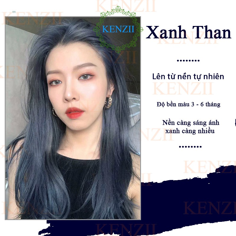 Thuốc Nhuộm Tóc Màu Xanh Than Xanh Dương Đen 💝 Tặng Trợ Nhuộm 💝 Kenzii Lên Từ Tone 5 -6 ( Thuốc Nhuộm Tóc Xanh )