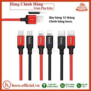 Cáp Sạc Nhanh Dây Dù Hoco X14 Iphone/Ipad/Androi/TypeC Chính Hãng 1M/2M