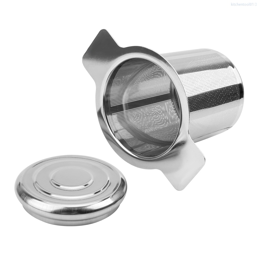 Dụng Cụ Lọc Trà / Cà Phê Bằng Thép Không Gỉ Có Nắp Đậy Tay Cầm Đôi Tiện Dụng Cho Nhà Bếptool01