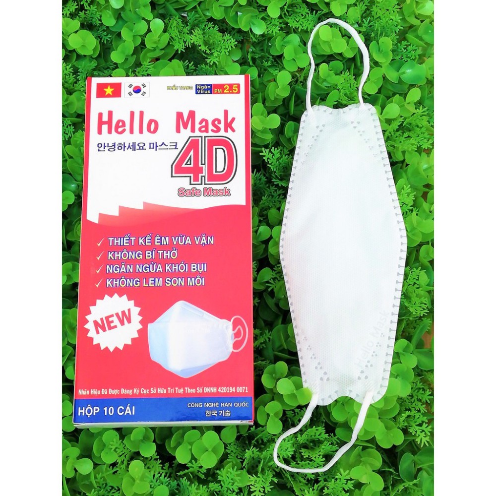 Khẩu trang Hello mask 4D màu Trắng 10C