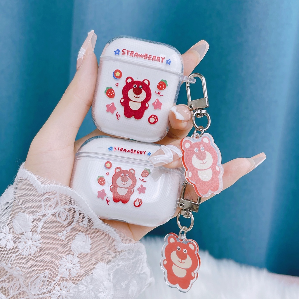 Vỏ Bảo Vệ Hộp Sạc Tai Nghe AirPods3 AirPods3 Pro 2Gen Màu Trong Suốt Họa Tiết Chú Gấu Dễ Thương Ốp