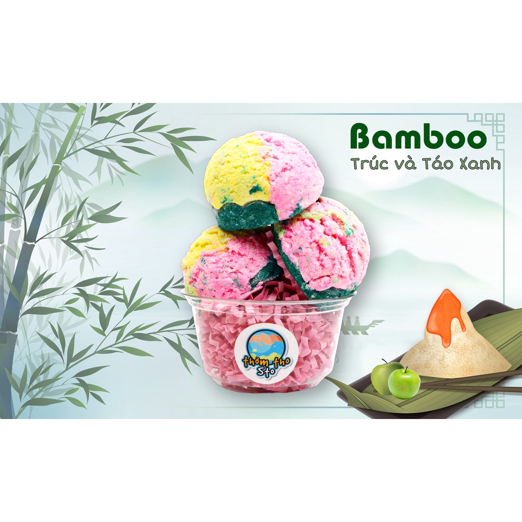 Viên kem tạo bọt bồn tắm bồng bềnh hương Trúc và Táo Xanh nhiều bọt mềm da, bubble scoop, 80, 160, 240 gram