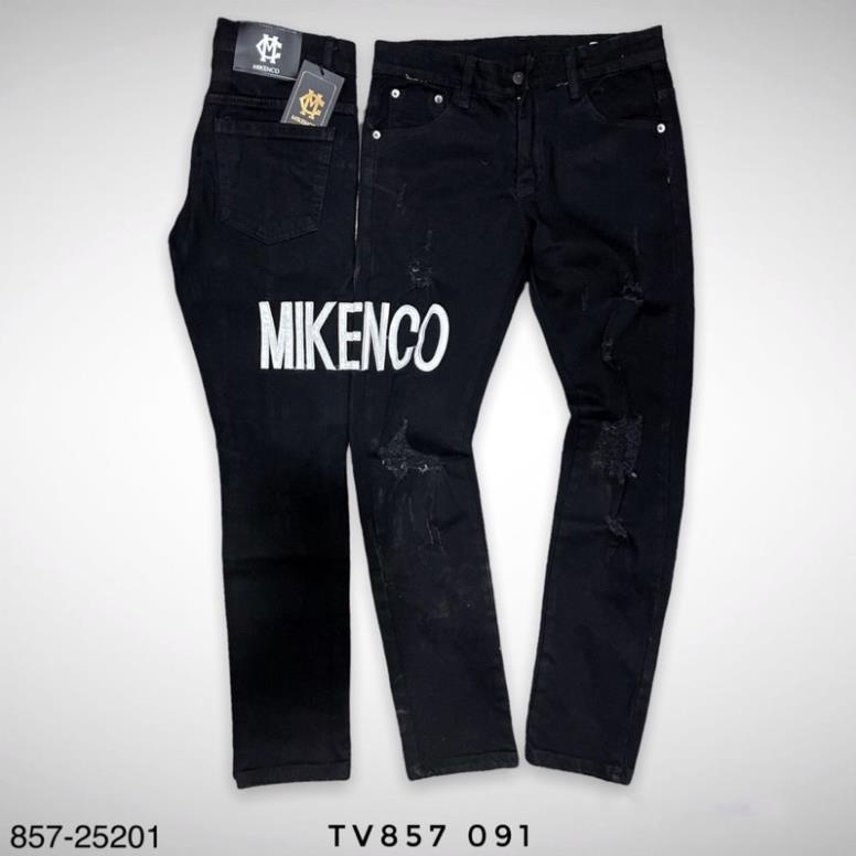 [Sẵn hàng] Quần Jean Nam MKC Thêu Chữ Siêu Hot - Quần Bò Nam MKC Rách Gối Cực Chất