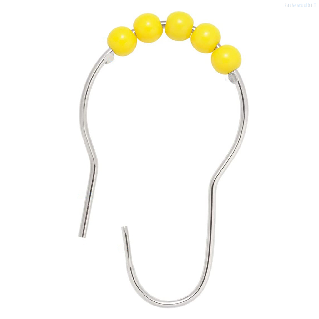 Bộ 12 Móc Treo Rèm Nhà Tắm Chất Liệu Thép Không Gỉ Màu Vàng