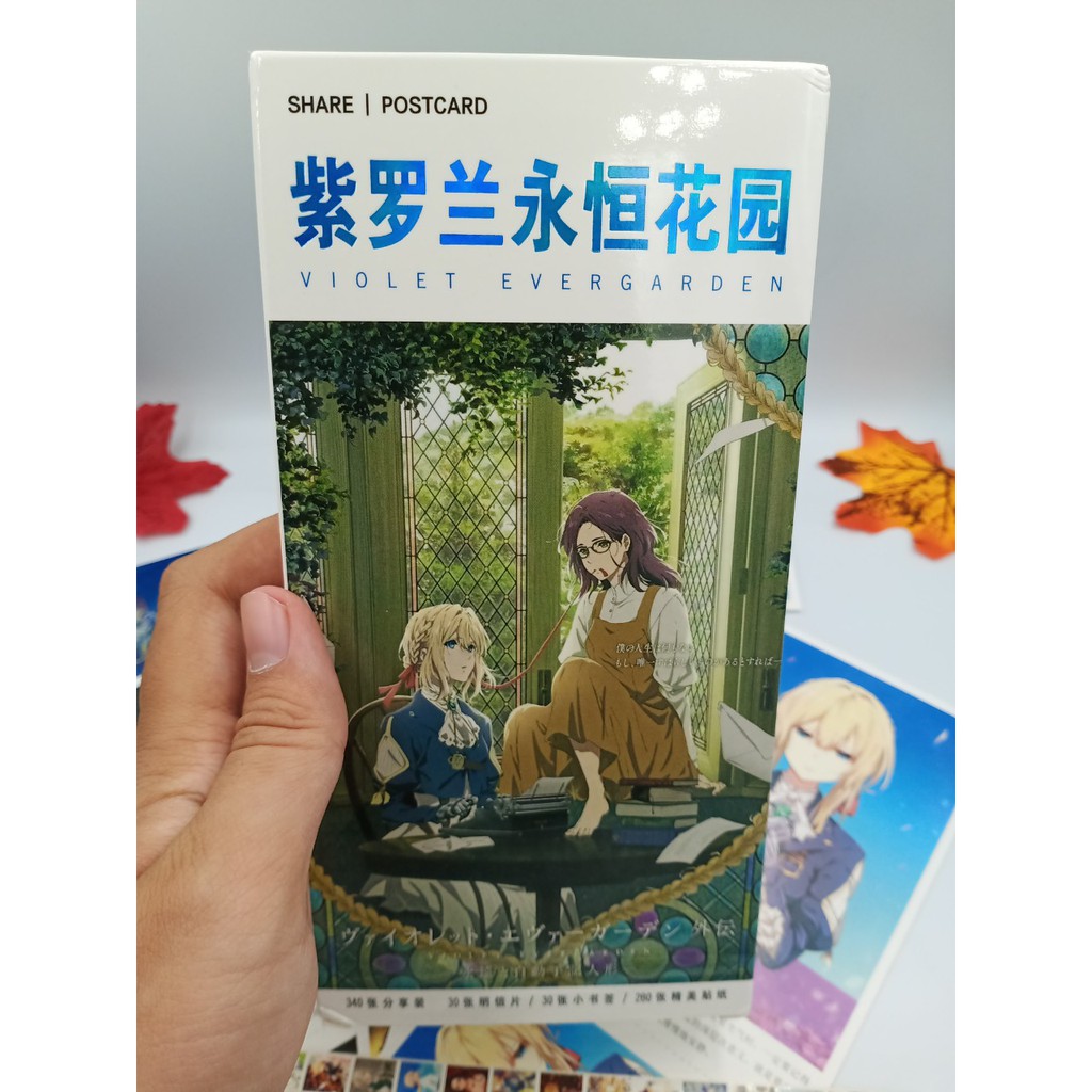 Hộp Postcard Bưu thiếp (Trọn bộ 340 Hình có Sticker) Anime/Manga Violet Evergarden