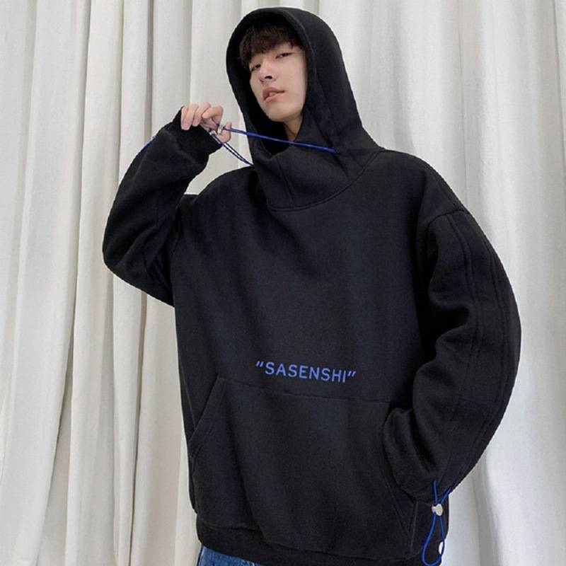 Áo hoodie lót nhung dày dặn dáng suông rộng thiết kế phong cách nhật bản thời trang cho nam