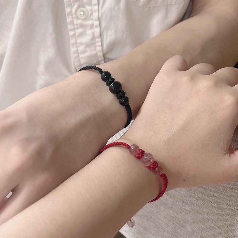 1 Vòng Tay Đá Obsidian Đỏ / Dâu Tây Đơn Giản Thời Trang Cho Cặp Đôi / Bạn Bè