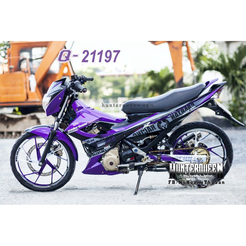 Tem rời chế Raider xăng cơ. Spartan tím bạc. Thay đổi màu sắc và chi tiết theo yêu cầu. Sắc nét, bền màu