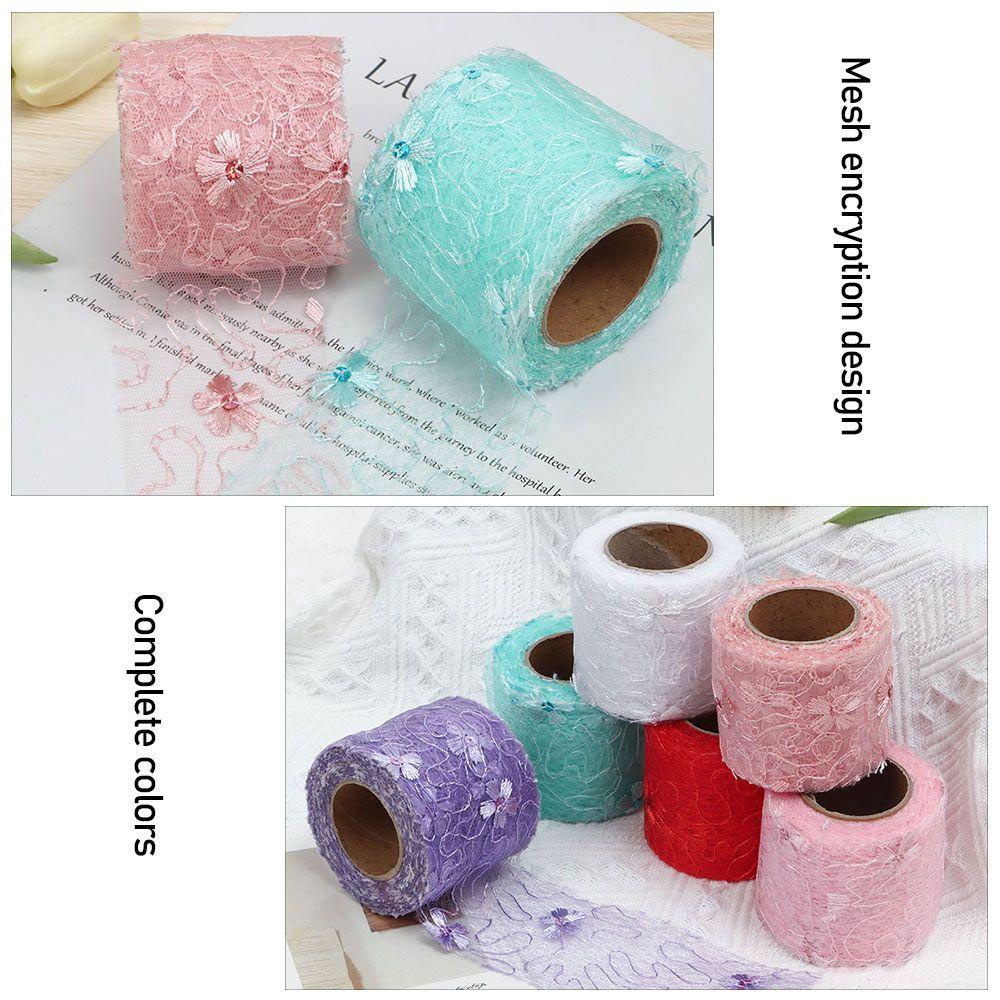 Dây Ruy Băng Vải Lưới In Hoa Tự Làm Kẹp Tóc Tiện Dụng