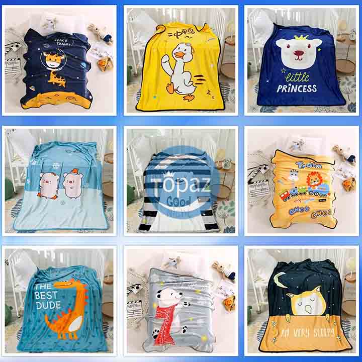Bộ chăn lông cừu cho bé cao cấp chính hãng TOPAZ kích cỡ 1m x 1m4 siêu nhẹ siêu ấm bất chấp gió mùa đông