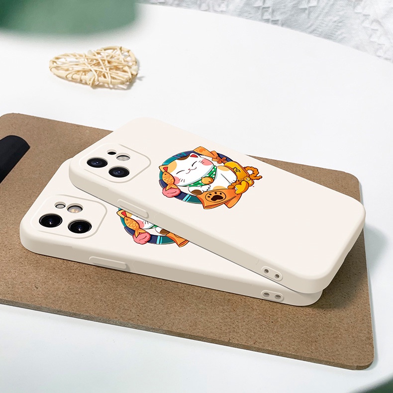 Ốp Lưng Iphone Cạnh Vuông Hình Mèo Lộc, BVC , Iphone5/5s/6/6plus/6s/6splus/7/7plus/8/8plus/x/xr/xs/11/12/pro/ma-sencase