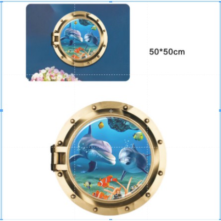 decal trang trí khuôn cửa cá hai  heo xanh