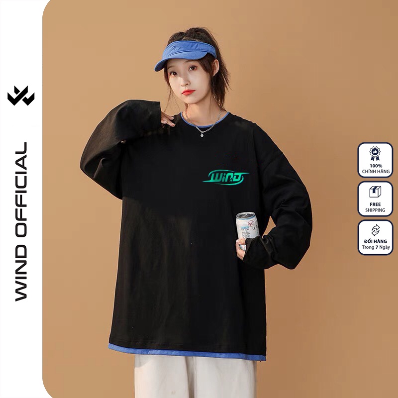 Áo thun tay dài Wind phông unisex form rộng layer nam nữ cotton oversize ulzzang