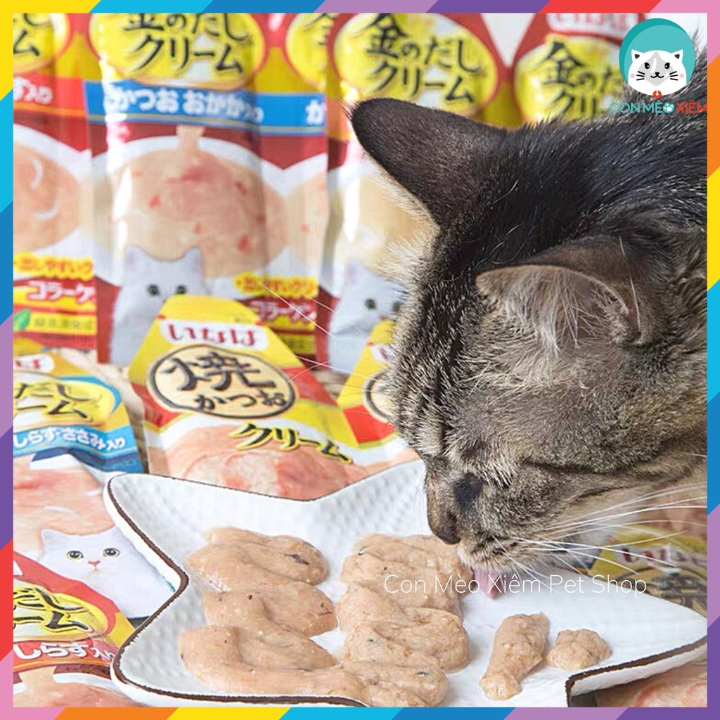Súp thưởng cho mèo Ciao inaba cream đôi gói 60g, thức ăn tăng cân mập mèo lớn con nhỏ Con Mèo Xiêm