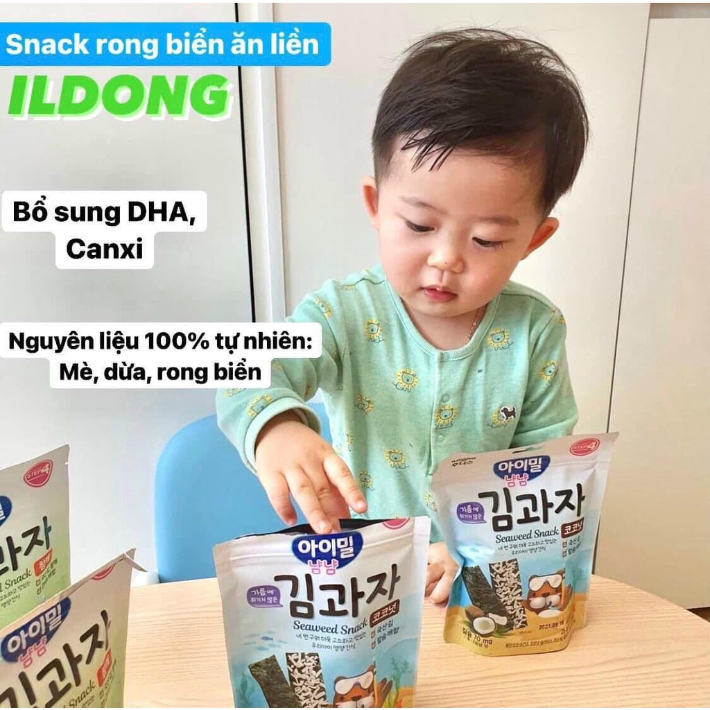 Snack Ildong Rong Biển Tách Muối Cho Bé Ăn Dặm Bổ Sung Canxi DHA Cho Bé Từ 6 Tháng Tuổi