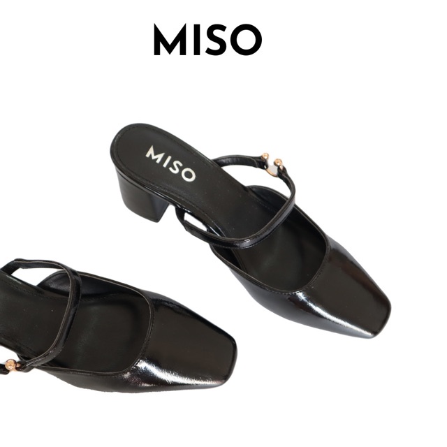 Guốc cao gót nữ thời trang dáng sục Mules bít mũi quai ngang gót trụ cao 5cm đi làm dạo phố MISO M032