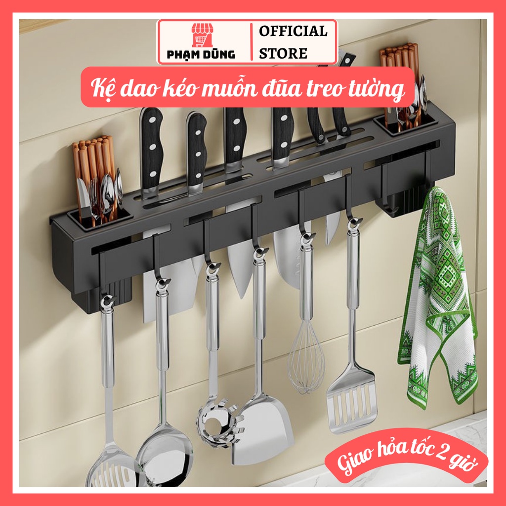 Kệ dao kéo muỗng đũa treo tường đa năng không cần khoan tường