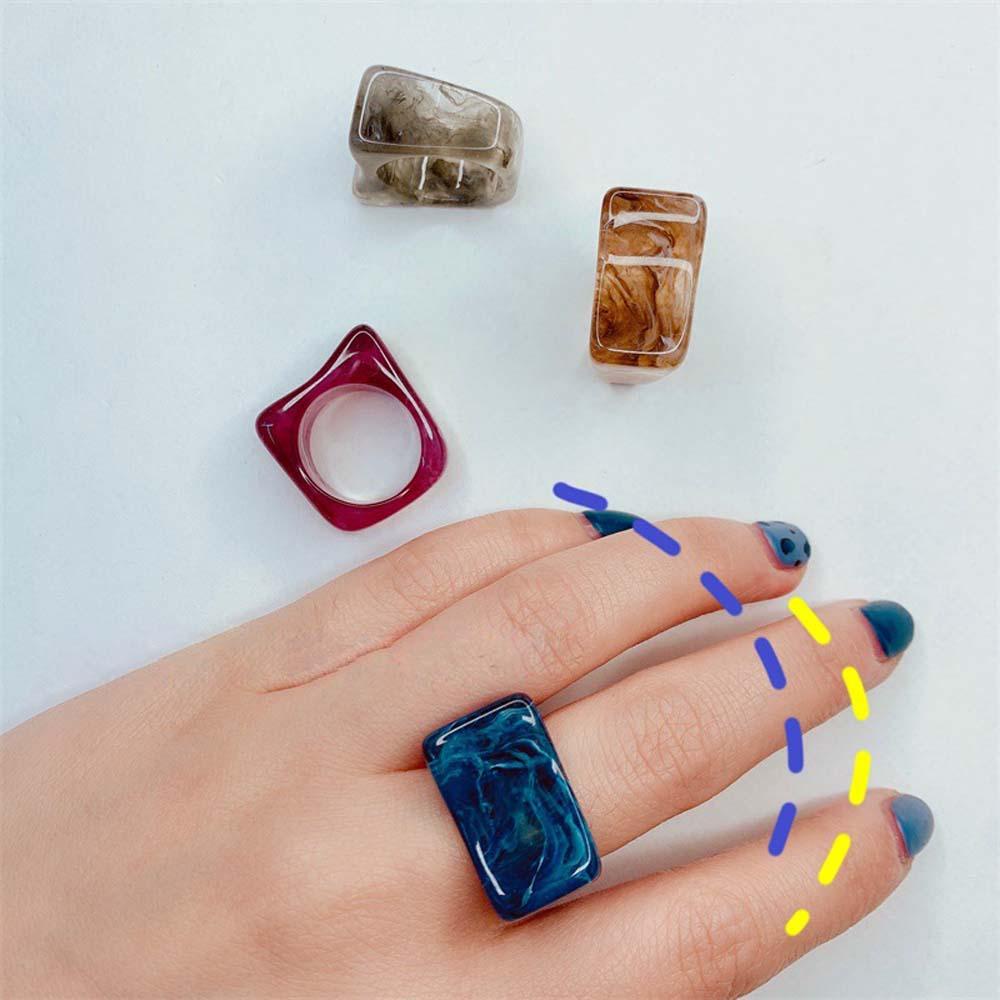 Nhẫn Nhựa Resin Nhiều Màu Sắc Phong Cách Vintage Thời Trang Hàn Quốc